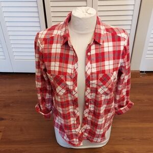 Aerie Red Plaid Button Down Shirt